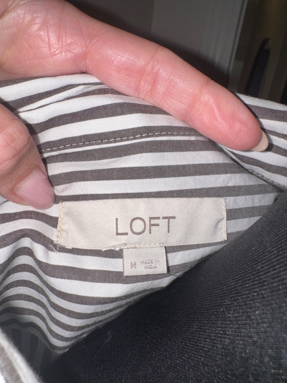 LOFT Striped Button-Up Dress in Gray & White - Picture 2 of 8